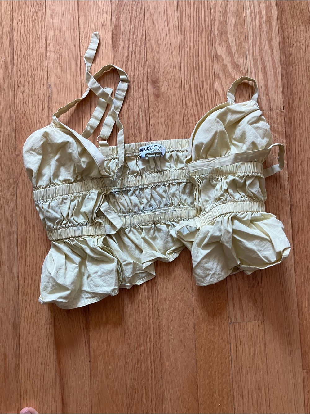 Princess Polly Pale Yellow Smocked Crop Top